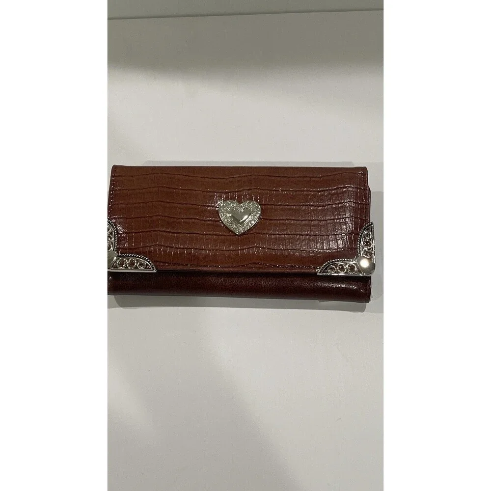 Vintage Women's Tri-Fold Leather Wallet NWT Brown Leather